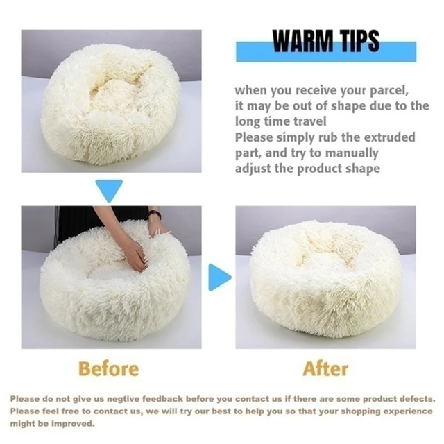 40-90cm Fluffy Dog Bed For Large Round Dog Bed Super Soft Cat House Plush Cat Nest Winter Warm Dog Pet Bed 3